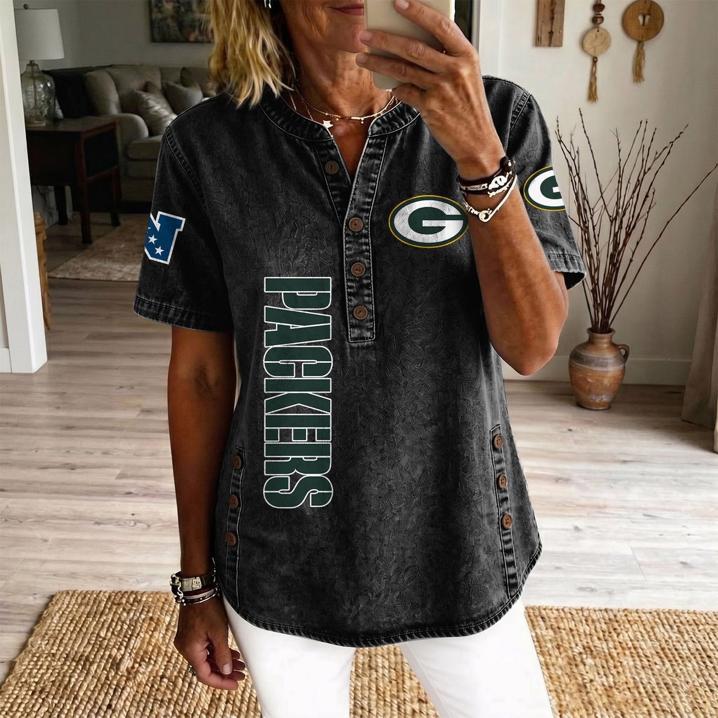 GB x NFL Womenƒ??s Denim Casual Tops DATND LBN 190526