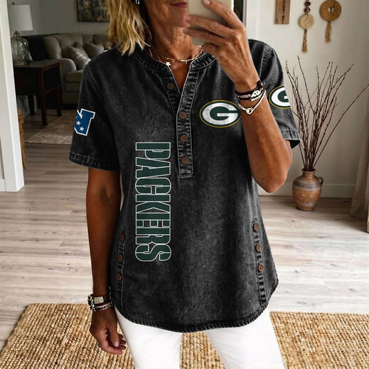 GB x NFL Womenƒ??s Denim Casual Tops DATND LBN 190526