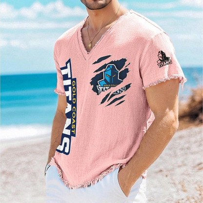GLD x NRL V-Neck Linen Beach Shirt 1905 DatND DVT
