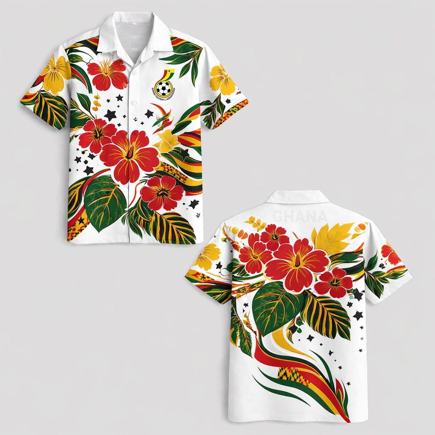 Ghana World Cup 2026 Floral Hawaiian Shirt PVT02 DATND LBN 90526
