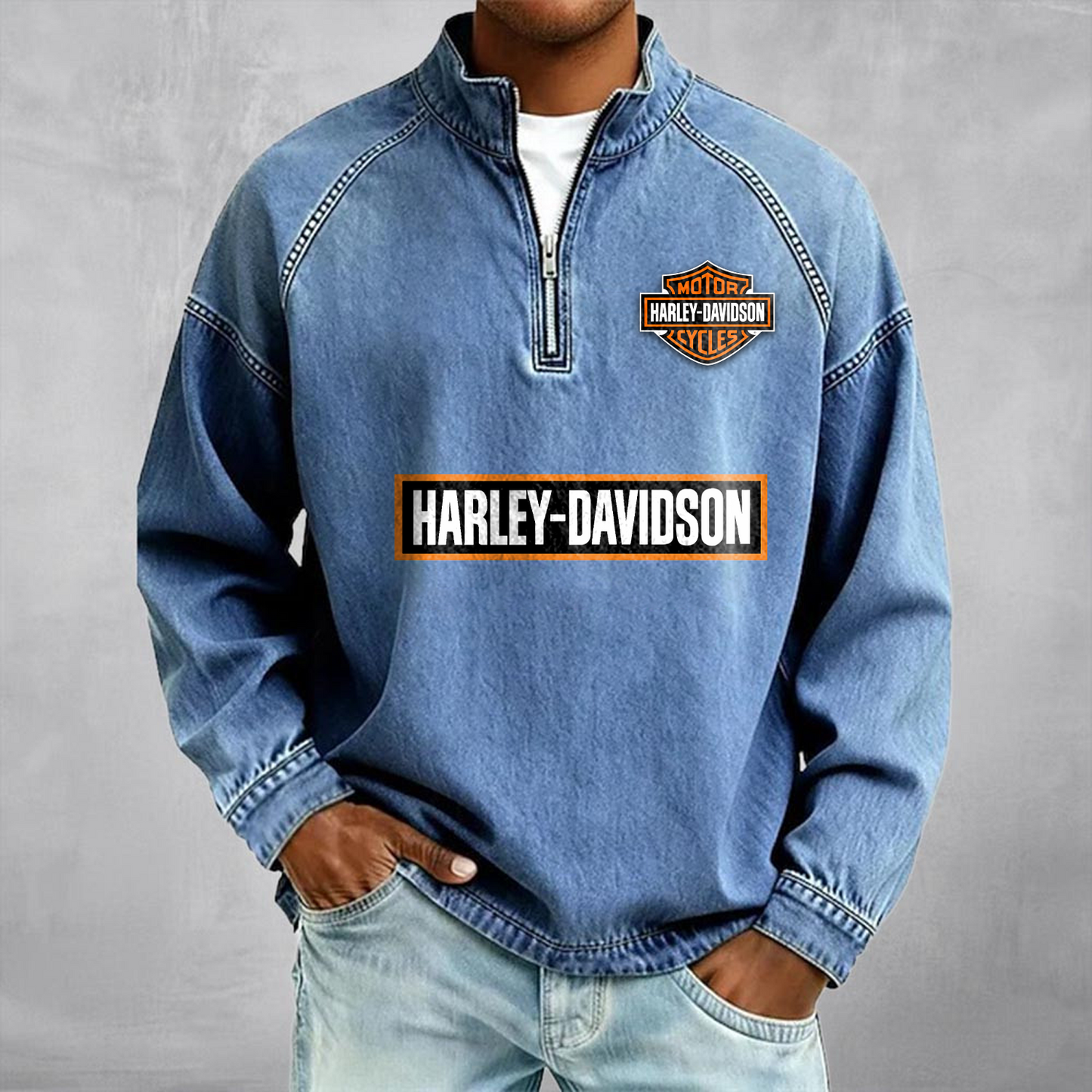 HD x Moto Morini Denim Wash Half-Zip Shirt DATND TANTD 220526