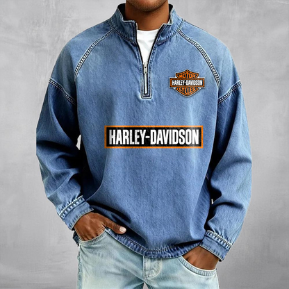 HD x Moto Morini Denim Wash Half-Zip Shirt DATND TANTD 220526