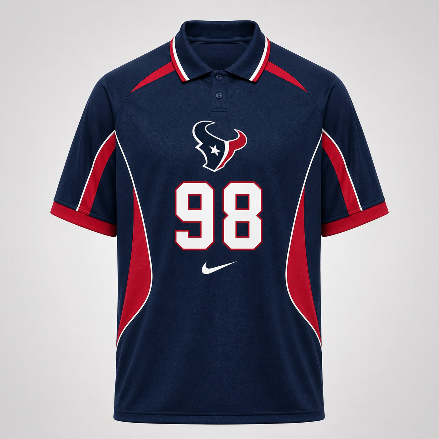 HOU Premium NFL Custom Number Sports Style Polo Shirt 2406