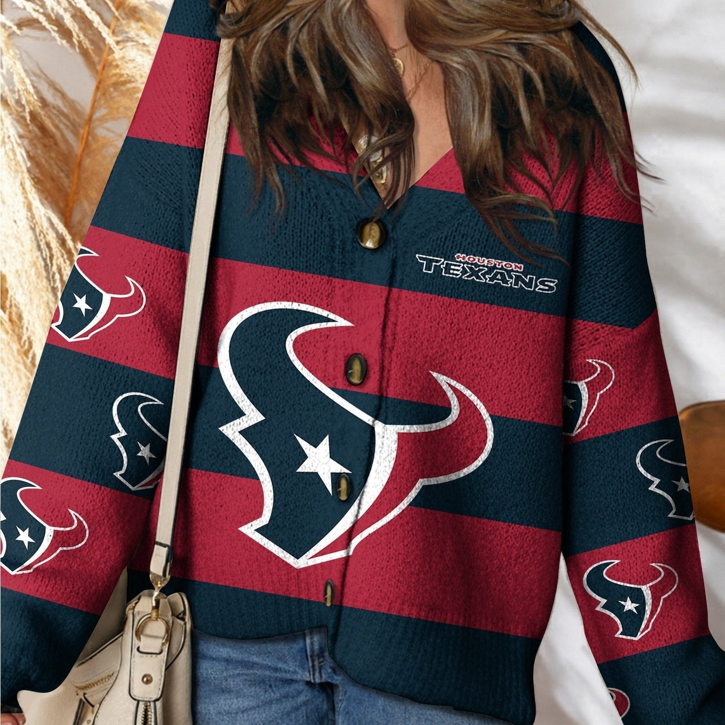 HOU x NFL Cardigan Sweatshirt With Button  DatND DVT
