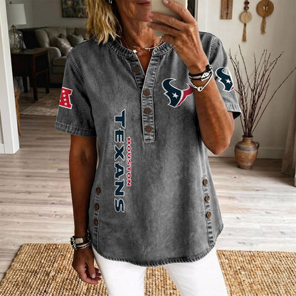 HOU x NFL Womenƒ??s Denim Casual Tops DATND LBN 190526