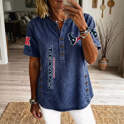 HOU x NFL Womenƒ??s Denim Casual Tops DATND LBN 190526
