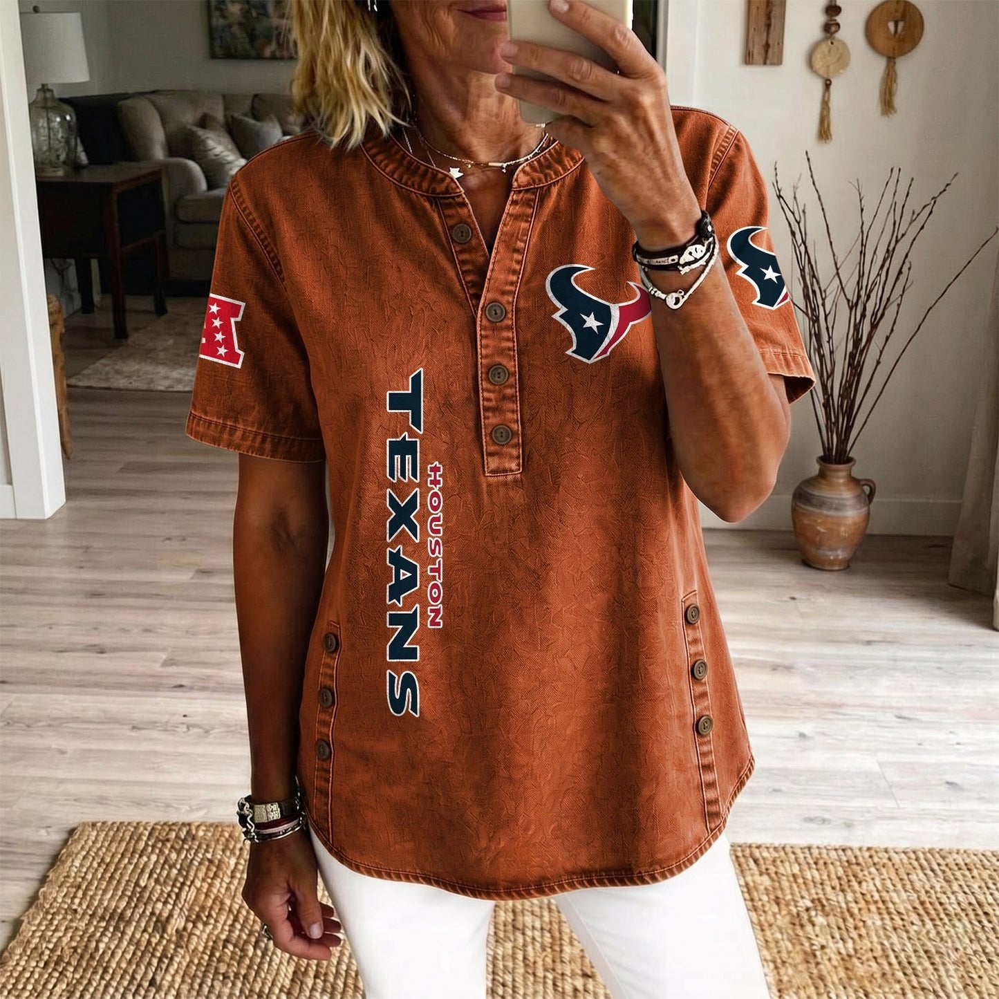 HOU x NFL Womenƒ??s Denim Casual Tops DATND LBN 190526