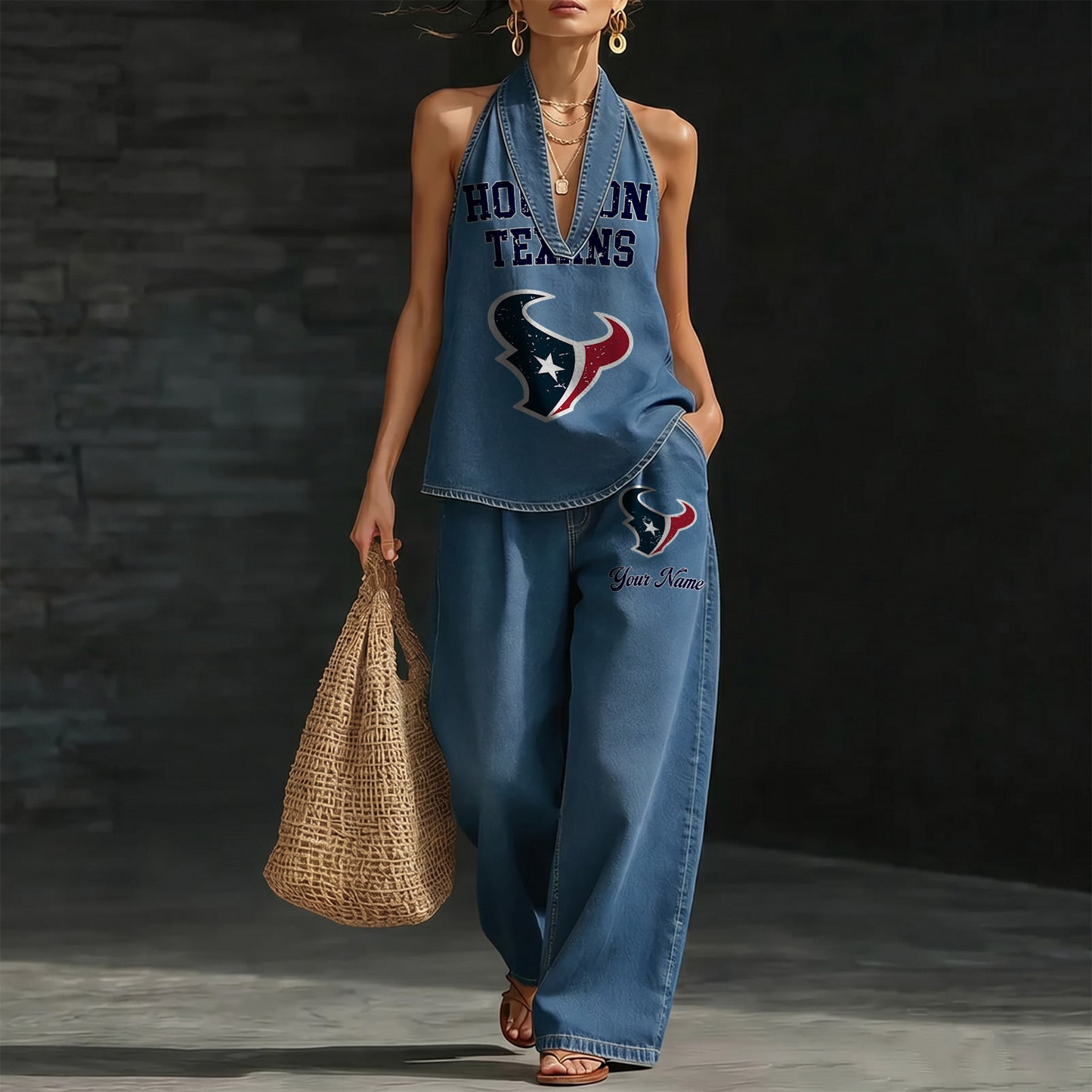 HOU x NFL Women's Vintage Washed Denim Suit DATND TANTD 030626
