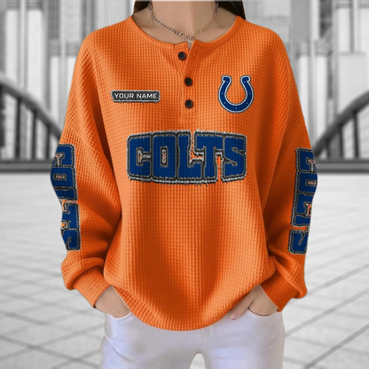 IND x NFL Personalized Waffle Knit Henley Sweatshirt 2005 DatND DVT