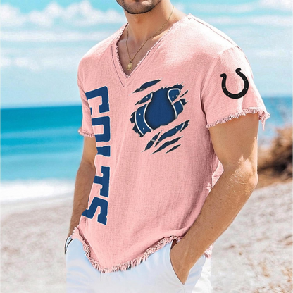IND x NFL V-Neck Linen Beach Shirt 1905 DatND DVT
