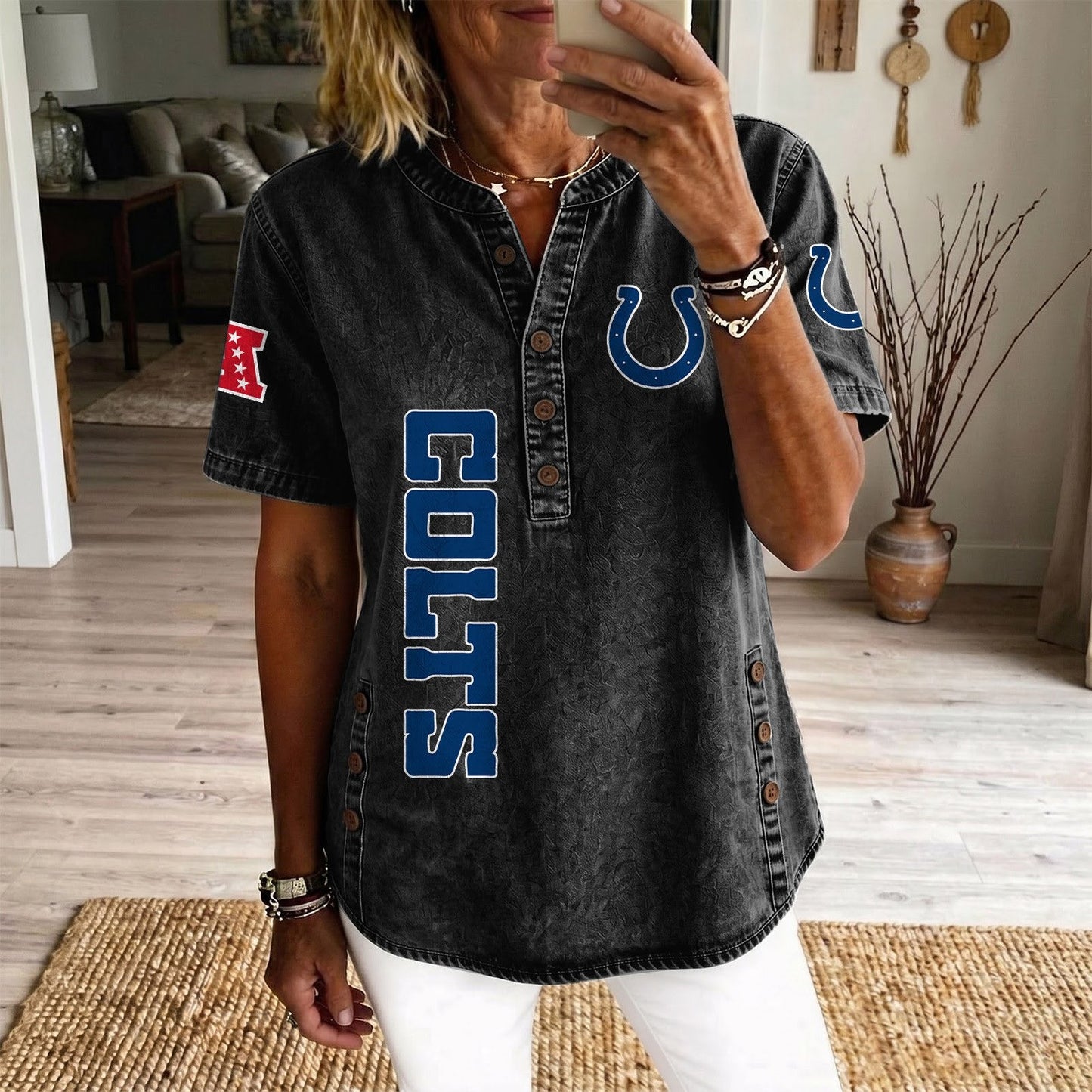 IND x NFL Womenƒ??s Denim Casual Tops DATND LBN 190526