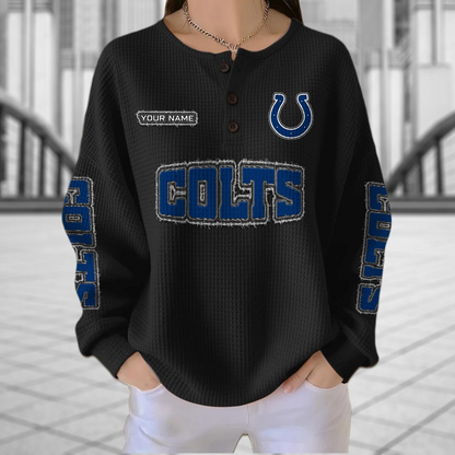 IND x NFL Personalized Waffle Knit Henley Sweatshirt 2005 DatND DVT