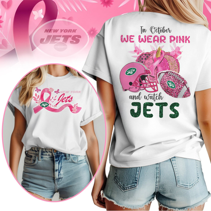 In October We Wear Pink And Watch NYJ Shirt  300626