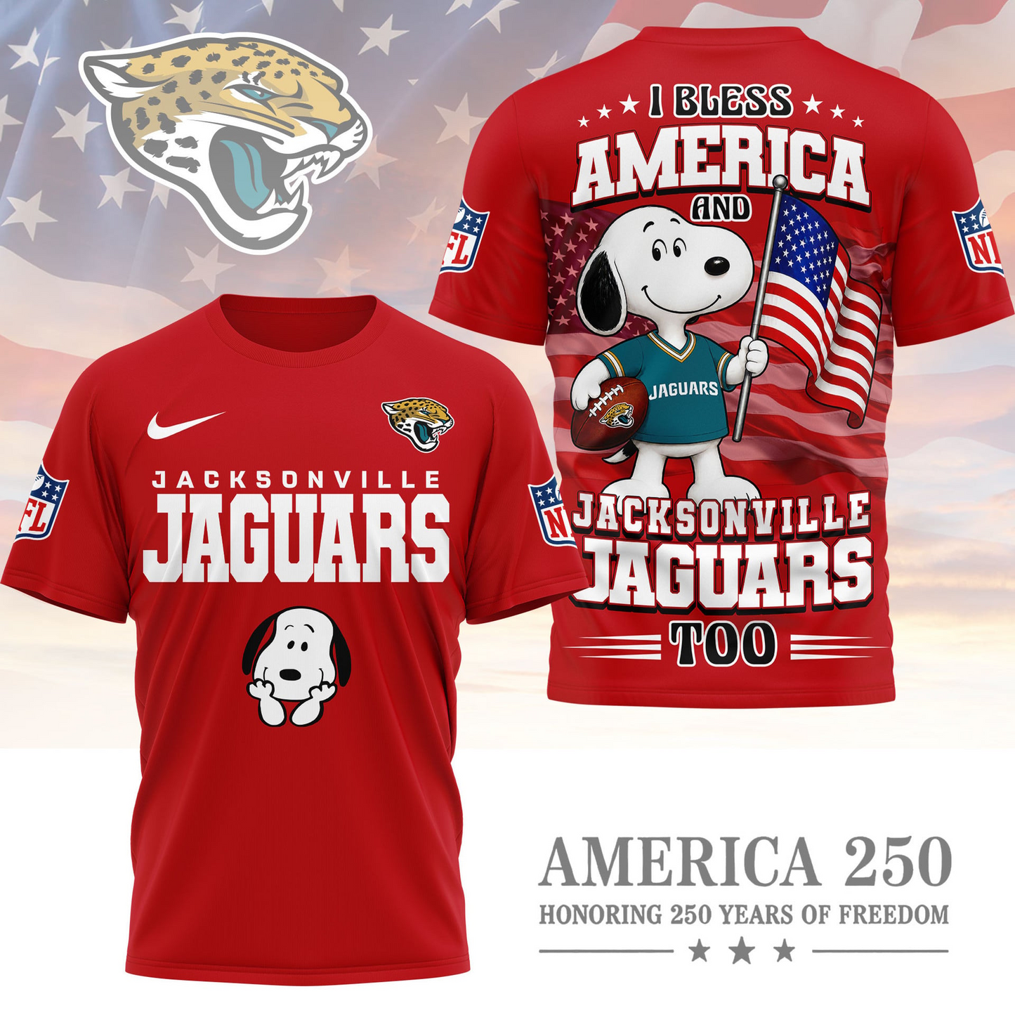 JAC Premium NFL Snoopy America 250 3D Shirt 1706
