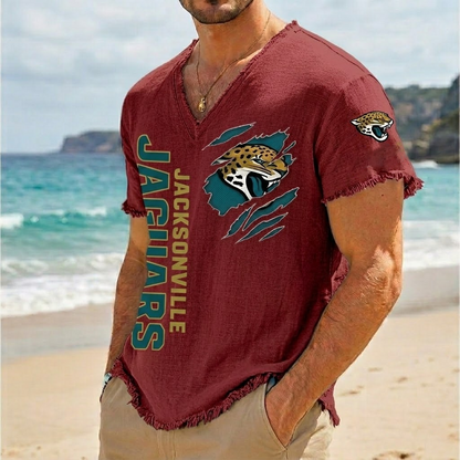 JAC x NFL V-Neck Linen Beach Shirt 1905 DatND DVT