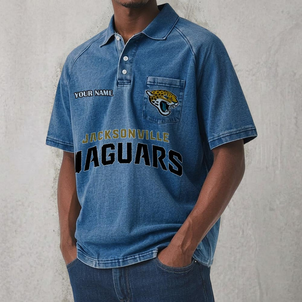 JAX x NFL Men's Distressed Turn-Down Collar Polo DATND TANTD 250526