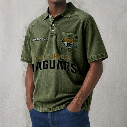 JAX x NFL Men's Distressed Turn-Down Collar Polo DATND TANTD 250526