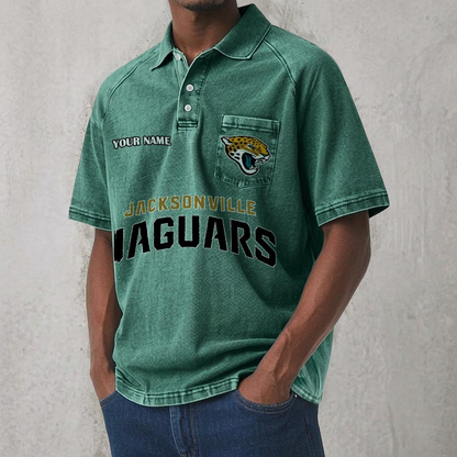 JAX x NFL Men's Distressed Turn-Down Collar Polo DATND TANTD 250526