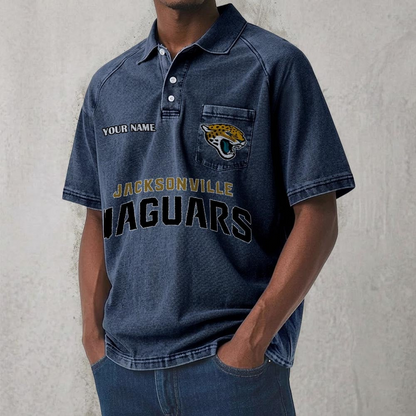JAX x NFL Men's Distressed Turn-Down Collar Polo DATND TANTD 250526