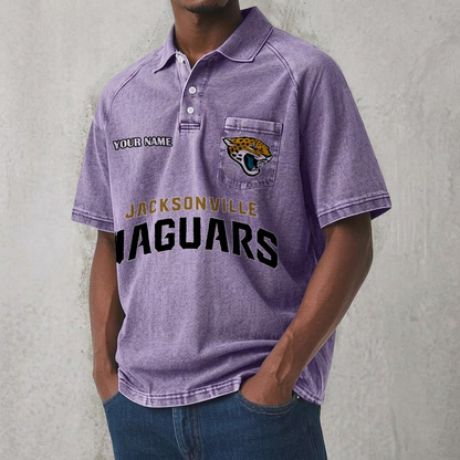 JAX x NFL Men's Distressed Turn-Down Collar Polo DATND TANTD 250526