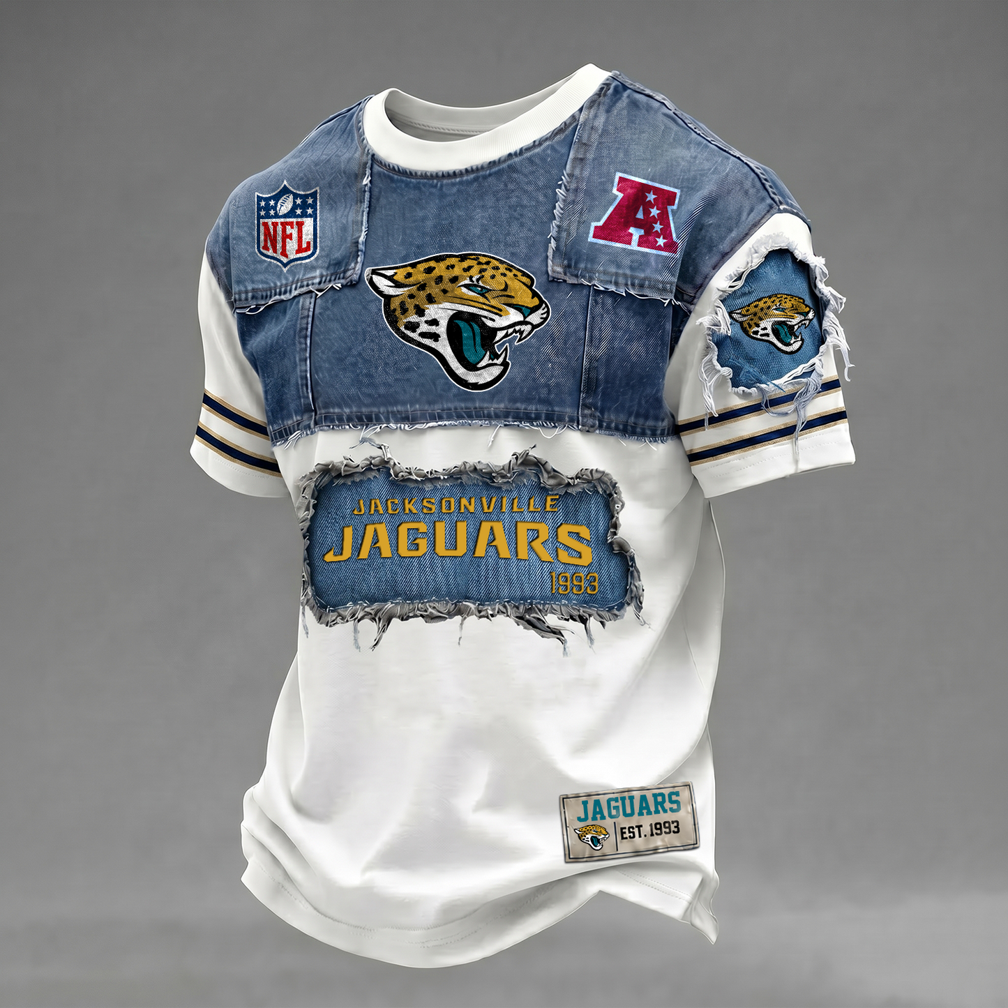 JAX x NFL Patchwork Denim T-Shirt DATND TANTD 080626