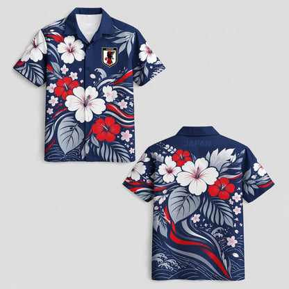 Japan World Cup 2026 Floral Hawaiian Shirt PVT02 DATND LBN 90526