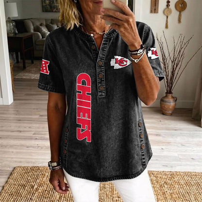 KAN x NFL Womenƒ??s Denim Casual Tops DATND LBN 190526