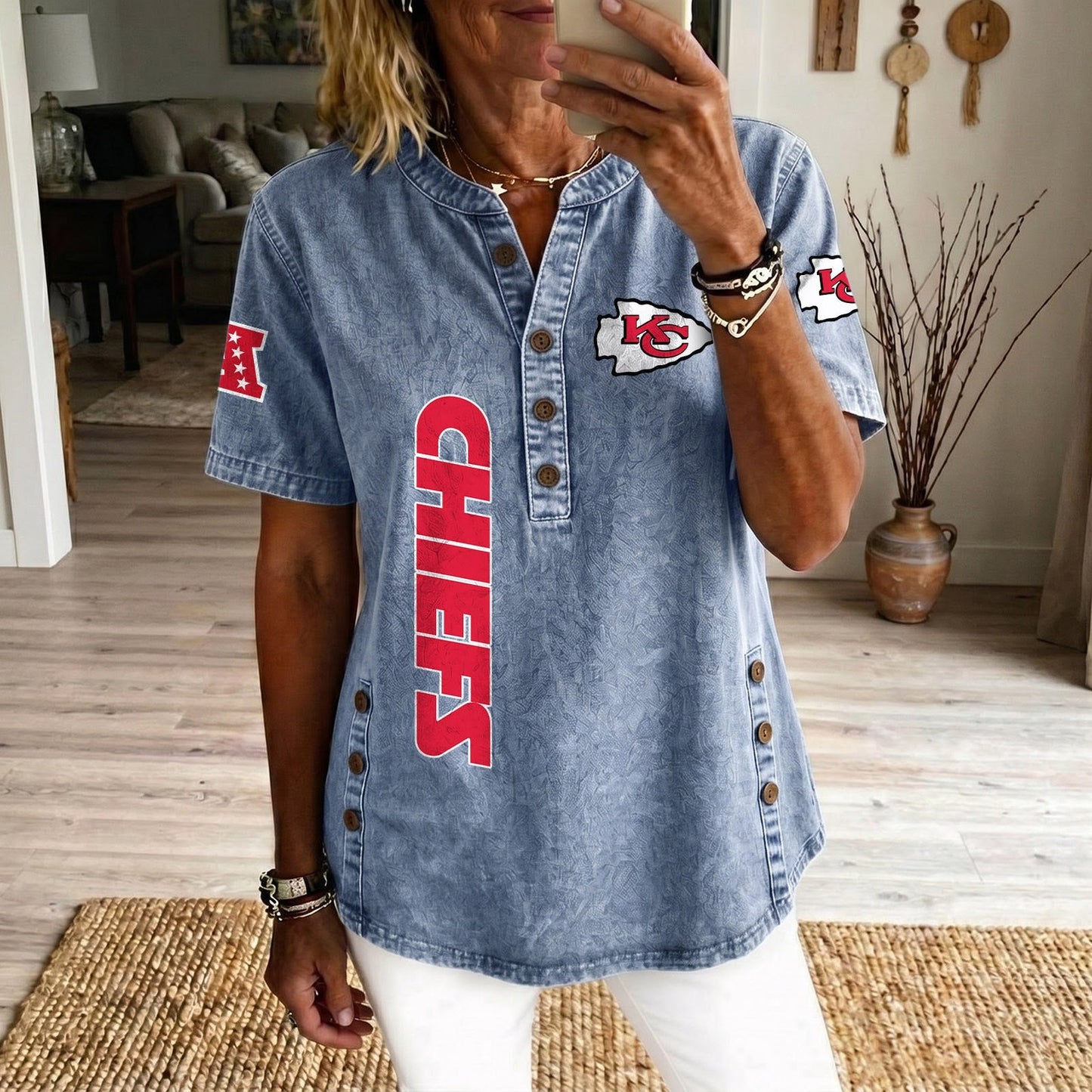 KAN x NFL Womenƒ??s Denim Casual Tops DATND LBN 190526