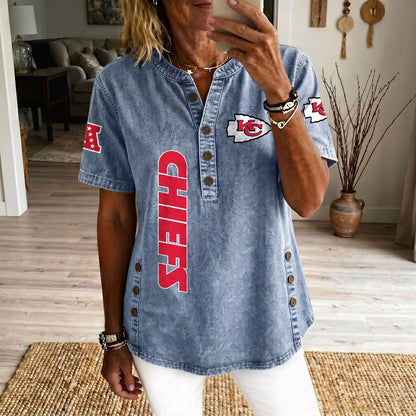 KAN x NFL Womenƒ??s Denim Casual Tops DATND LBN 190526
