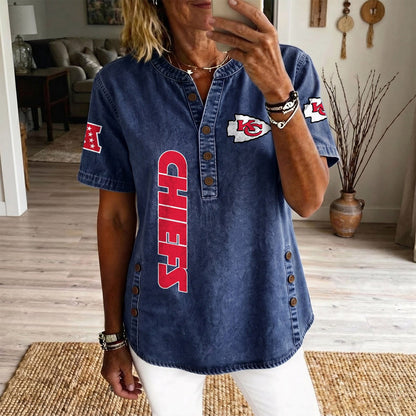 KAN x NFL Womenƒ??s Denim Casual Tops DATND LBN 190526