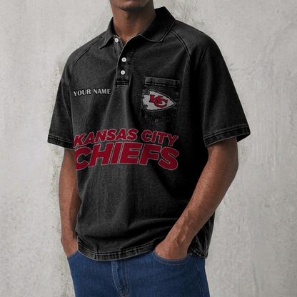 KCC x NFL Men's Distressed Turn-Down Collar Polo DATND TANTD 250526