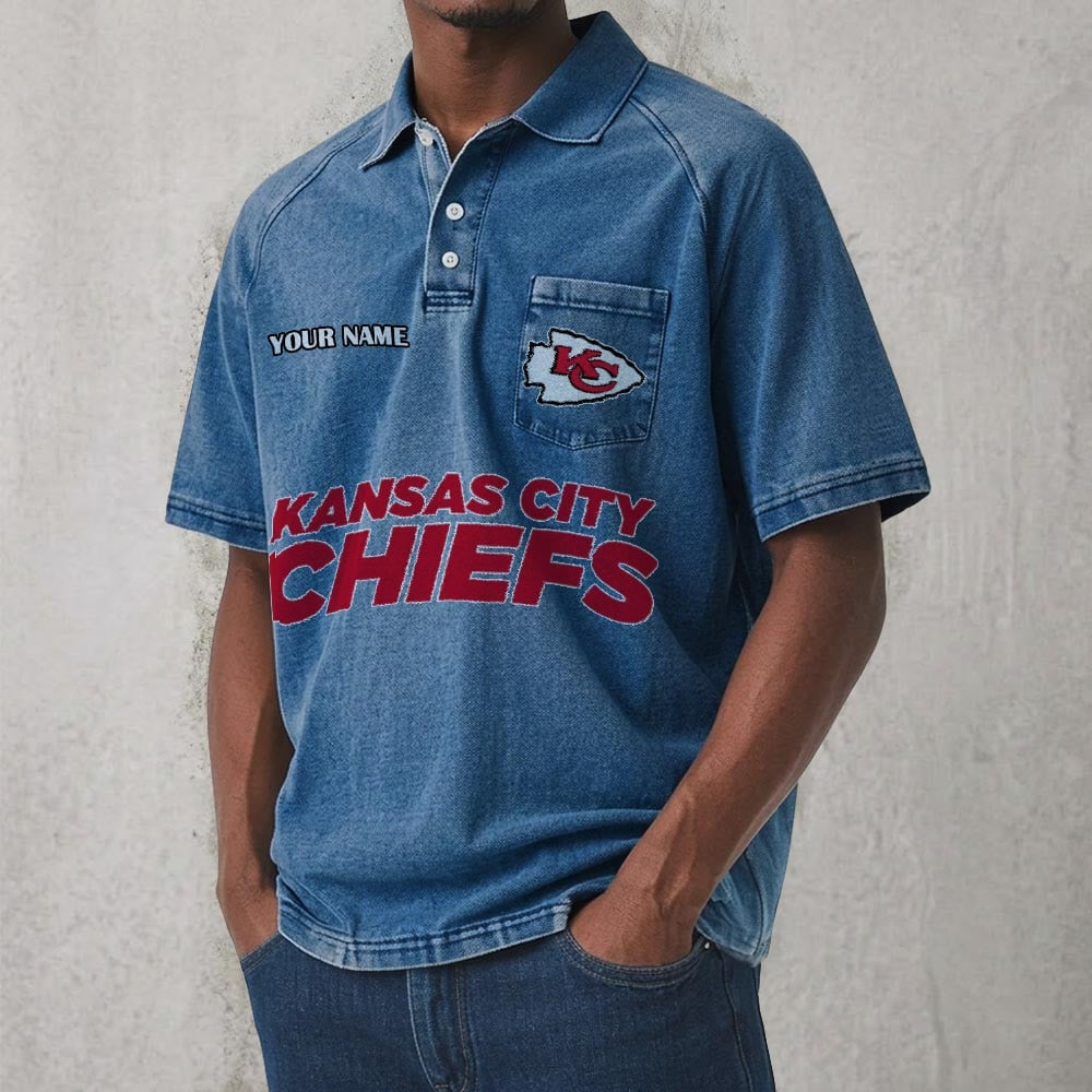 KCC x NFL Men's Distressed Turn-Down Collar Polo DATND TANTD 250526