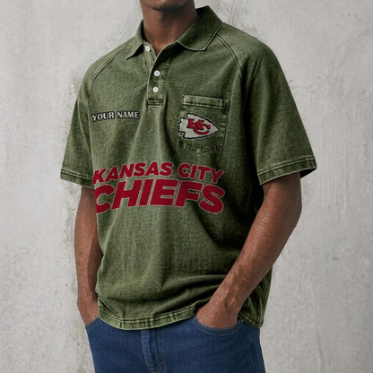 KCC x NFL Men's Distressed Turn-Down Collar Polo DATND TANTD 250526