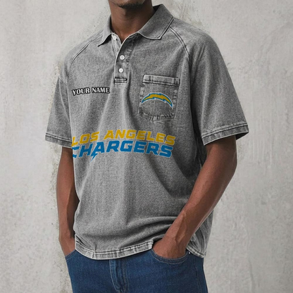 LAC x NFL Men's Distressed Turn-Down Collar Polo DATND TANTD 250526