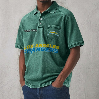 LAC x NFL Men's Distressed Turn-Down Collar Polo DATND TANTD 250526