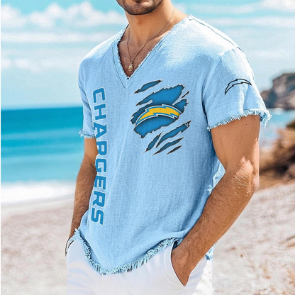 LAC x NFL V-Neck Linen Beach Shirt 1905 DatND DVT