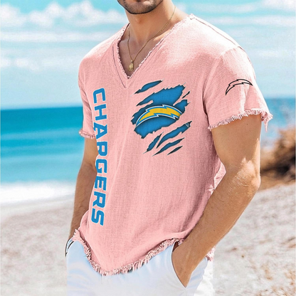 LAC x NFL V-Neck Linen Beach Shirt 1905 DatND DVT