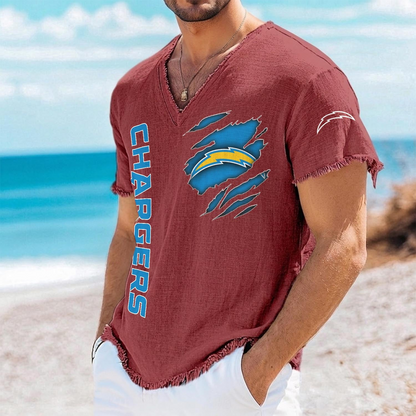 LAC x NFL V-Neck Linen Beach Shirt 1905 DatND DVT
