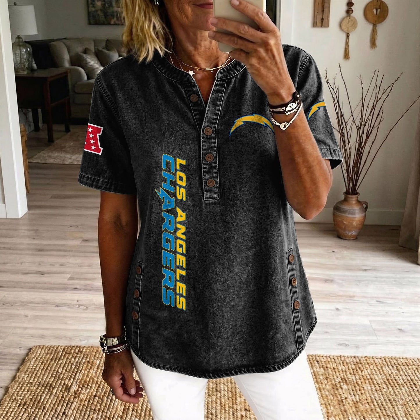 LAC x NFL Womenƒ??s Denim Casual Tops DATND LBN 190526