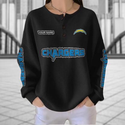 LAC x NFL Personalized Waffle Knit Henley Sweatshirt 2005 DatND DVT