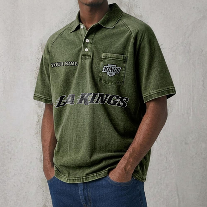 LAK x NHL Men's Distressed Turn-Down Collar Polo DATND TANTD 250526