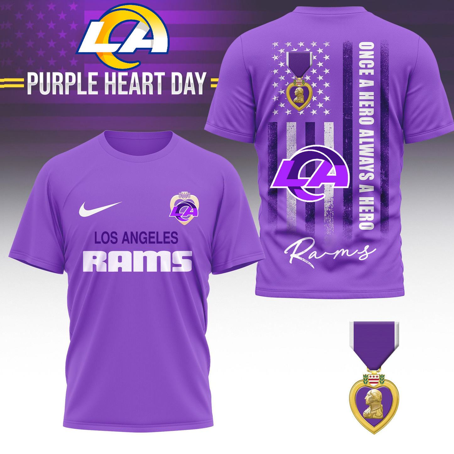 LAR Premium National Purple Hear Day 3D Shirt  300626