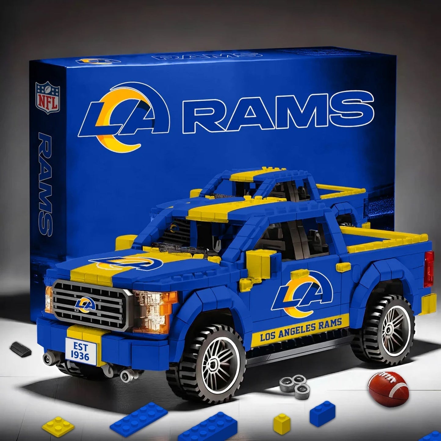 LAR X NFL 3D Racing Truck Model Building Block Set NDT NHM