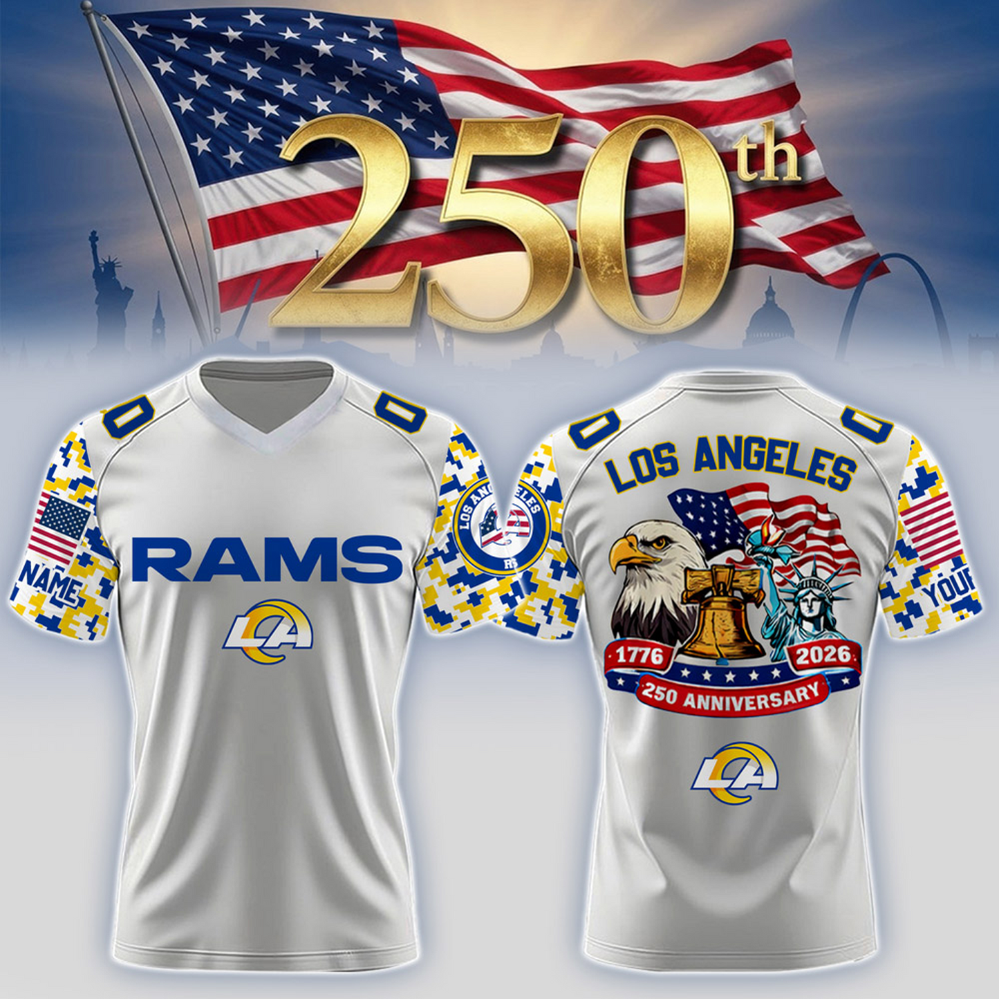 LAR x 250th Years USA Anniversary-V-neck Short Sleeve Jersey DATND TANTD