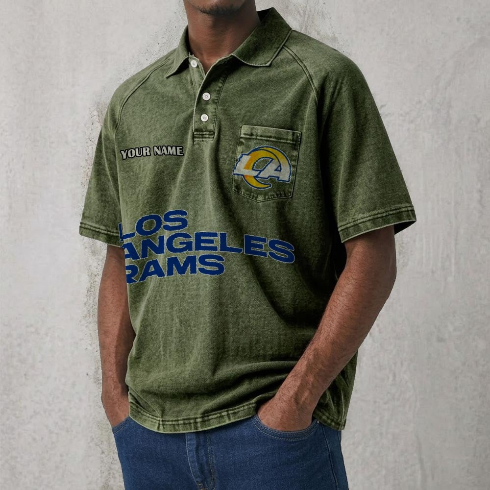 LAR x NFL Men's Distressed Turn-Down Collar Polo DATND TANTD 250526