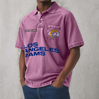 LAR x NFL Men's Distressed Turn-Down Collar Polo DATND TANTD 250526