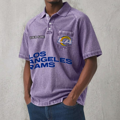 LAR x NFL Men's Distressed Turn-Down Collar Polo DATND TANTD 250526