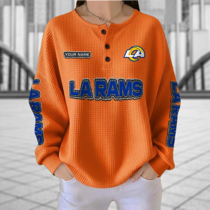 LAR x NFL Personalized Waffle Knit Henley Sweatshirt 2005 DatND DVT