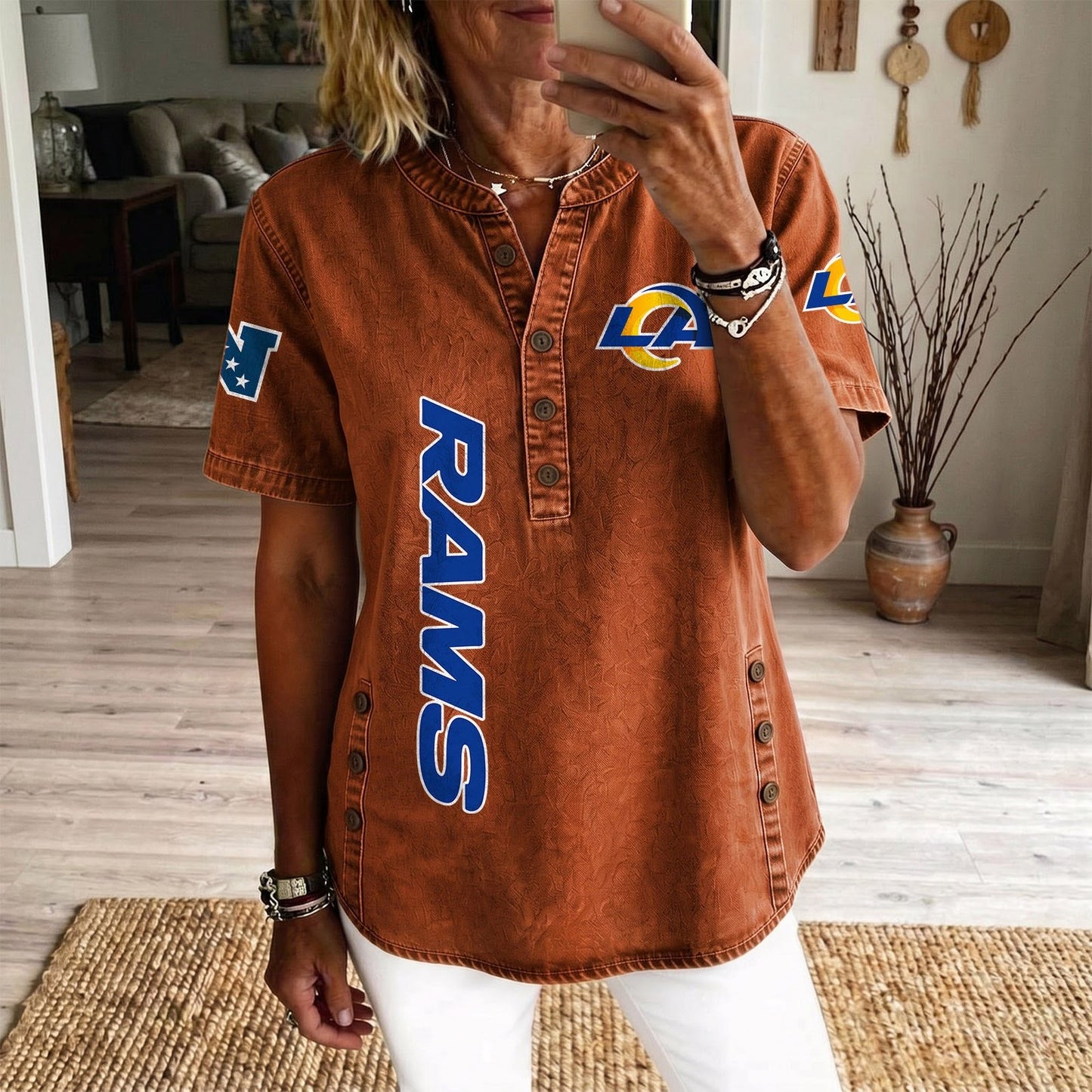 LAR x NFL Womenƒ??s Denim Casual Tops DATND LBN 190526