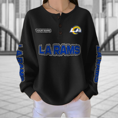 LAR x NFL Personalized Waffle Knit Henley Sweatshirt 2005 DatND DVT
